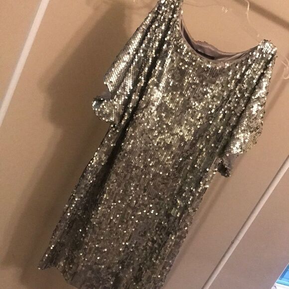 Jodi Kristopher Silver Sequin Dress -  Size Small - Picture 2 of 8
